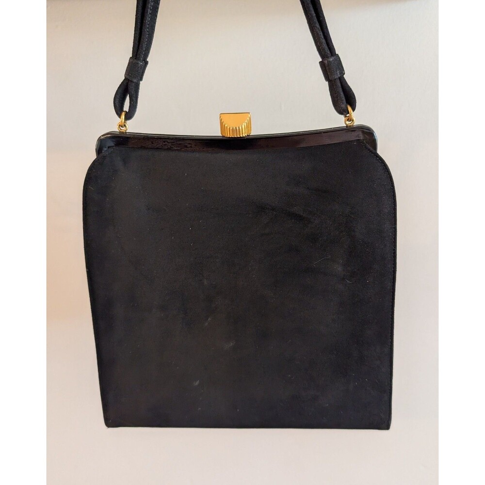 Vintage 50s Black Suede Envelope Handbag by Coblentz